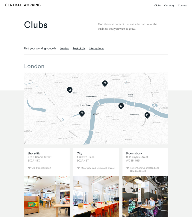 Central Working "Find you club" section
